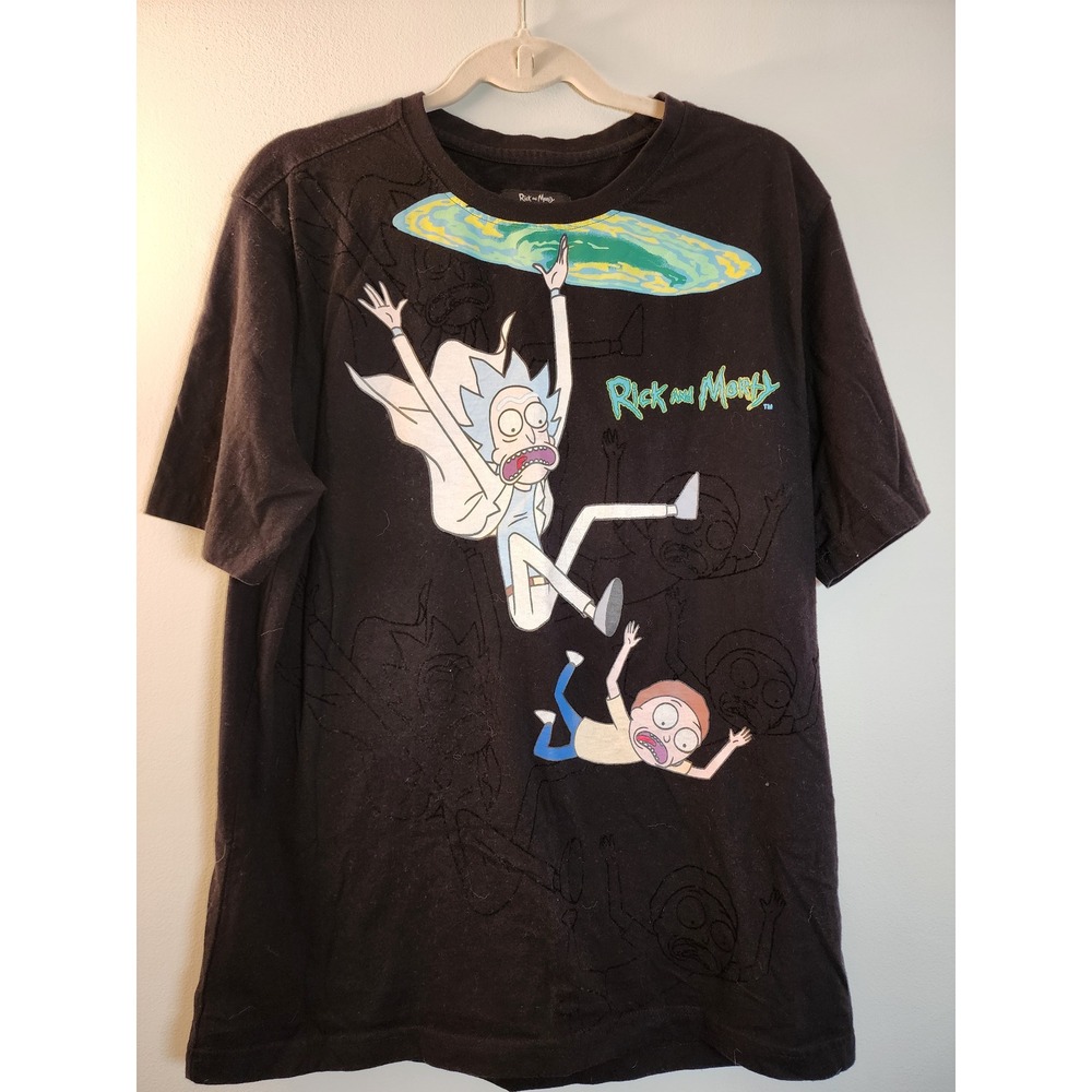 DeKryptic x Rick and Morty Portal Graphic T-Shirt Black‎ Streetwear L